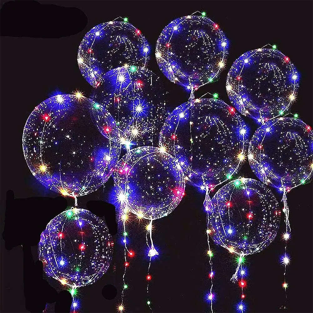 6pcs Led Balloons Light Up Balloons Clear Bobo Balloons With Light String Festival Decor Birthday Wedding Party Supplies