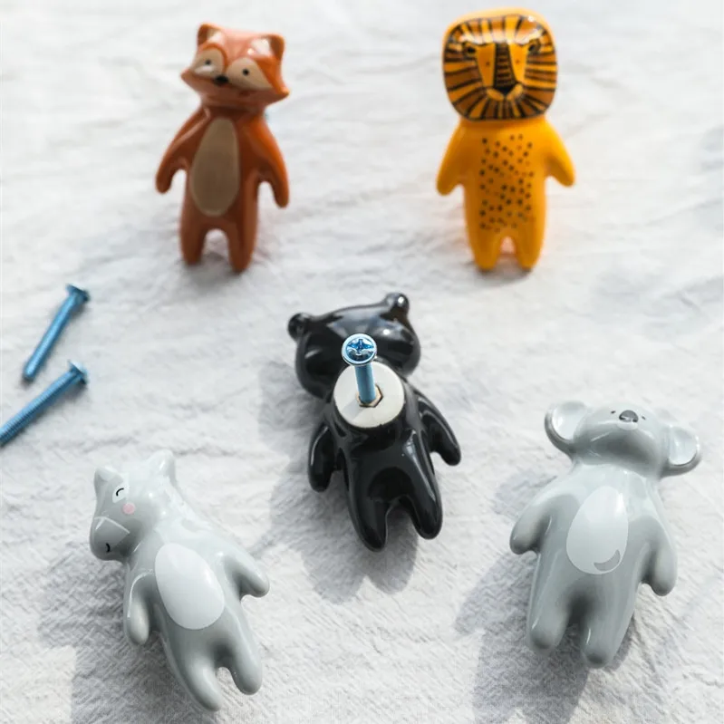 Keramik Karton Knopf Panda Fuchs Koala Esel Geformt Kinder Zimmer Hardware Museum Kabinett Knöpfe Schublade Knöpfe Schrank Griff