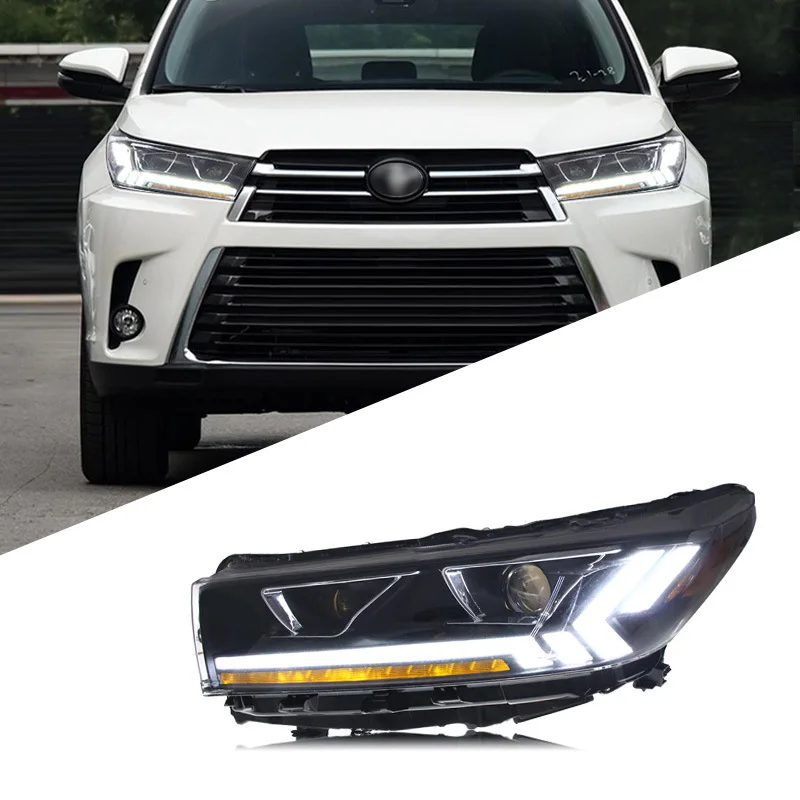 

Подходит для Toyota New Highlander 18-21, модифицированная светодиодная гоночная фара в сборе с сенсорным синим дневными ходовыми огнями.