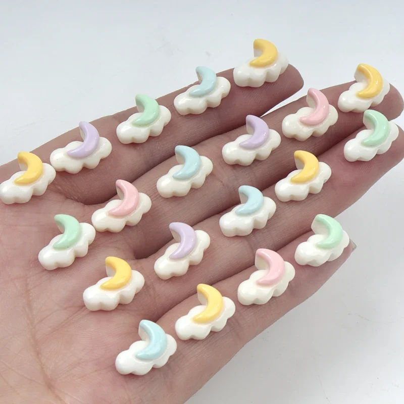 30Pcs/300pcs Cartoon Clouds Moon Rainbow Resin Flatback Cabochon Kawaii Crafts DIY Hair Bows Scrapbook Decoration Accessories