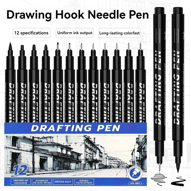 6-12pcs Manga Markers Needle Pen Art Hand-painted Hook Line Pen Sketch Pens Stationery Set  Art Supplies Art Sakura Pen New