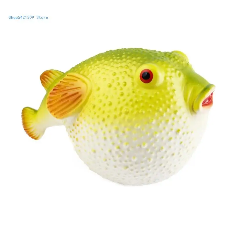 Soft Rubber Pufferfish Model with Detailed Display on Shelves Desks or Nightstands Suitable for Ocean Animal Lovers