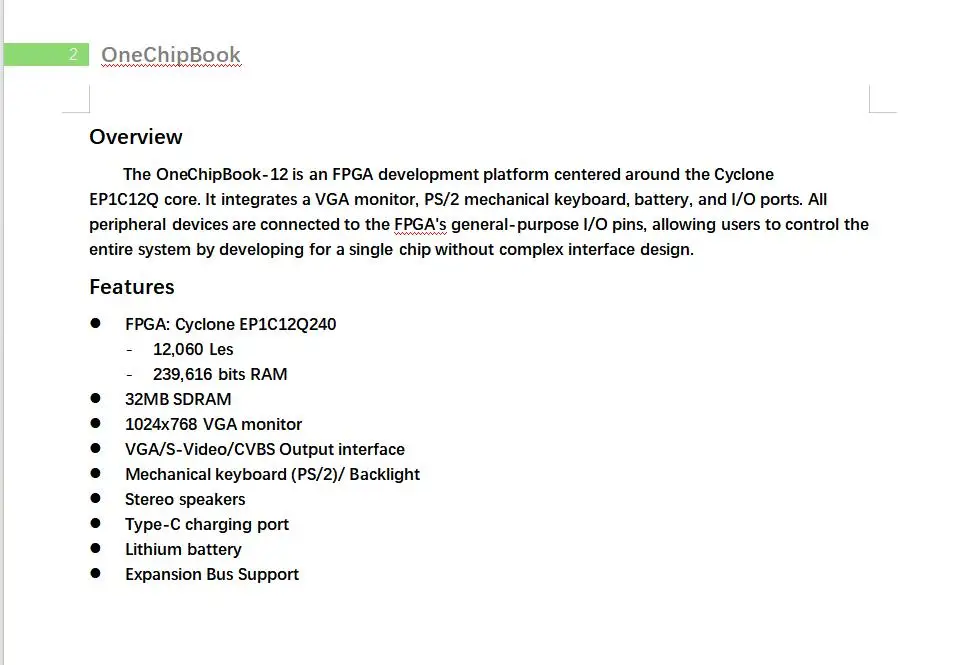 Computer Cyclone EP1C12Q240 FPGA OneChipBook-12 Development Platform 1024x768 VGA Monitor 32MB SDRAM Retro Computer