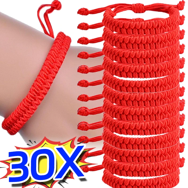 

30PCS Tibetan Buddhist Lucky Rope Bracelets Bangles Red Thread Adjustable Handmade Knots Bracelet for Women Men Wrist Jewelry