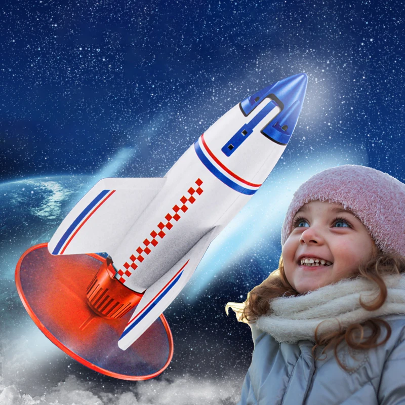 Kids Outdoor Sport Launch Rocket Speelgoed Met Led Oplaadbare Vliegende Draaien Rocket Kinderen Interactieve Glow Speelgoed Cadeaus Voor Jongen