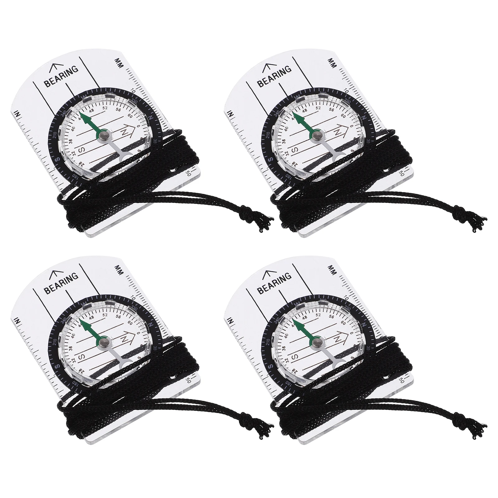 

4pcs High Transparency Portable Compass Acrylic for Hiking Camping Hunting Fishing Keychain Small
