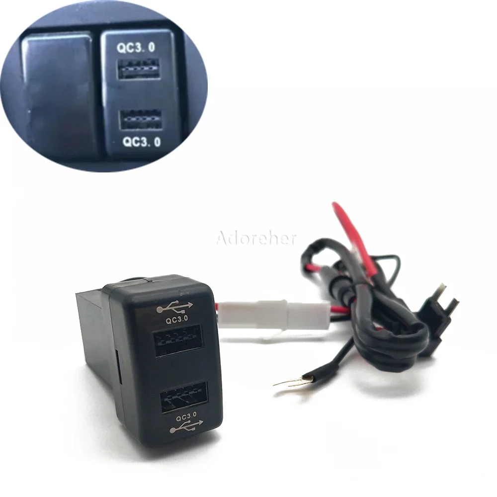 Car Phone Charger Adapter USB Plug Retrofit QC3.0 Dual Socket Plug Used Suitable For Isuzu 700P KV100 KV600 Accessories