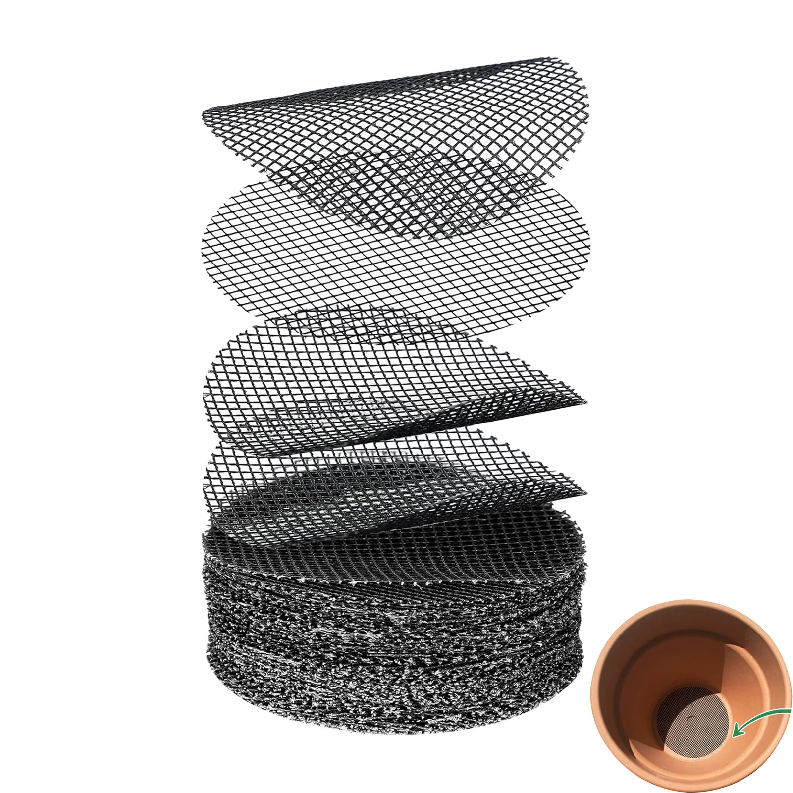 50PCS Ceramic Flower Pot Mesh Pad Breathable Vase Pad Soil Erosion Proof Flower Pot Mesh Pad for Plant Ventilate Garden Supplies