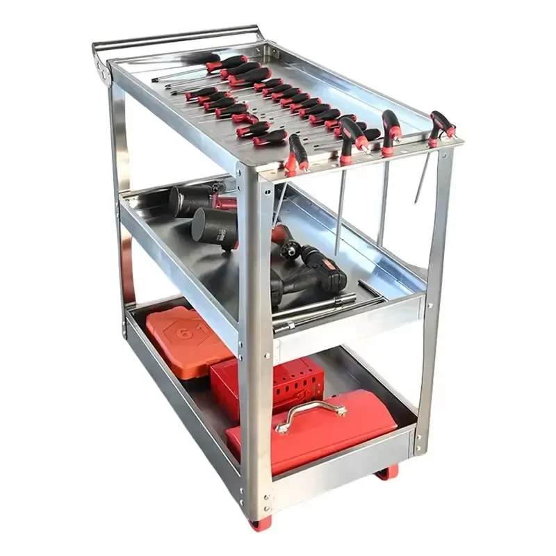 Best Selling Tool Carts to Save Space Three-tier Storage Racks and Parts Storage Tool Trolley Tool Cabinet With Wheels
