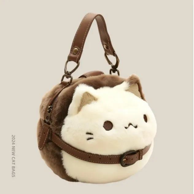 Cute Cat Plush Small Bag for Women 2025 New High-looking Cartoon Plush Doll Clutch Bag for Women Tote Bag  Purses and Handbags