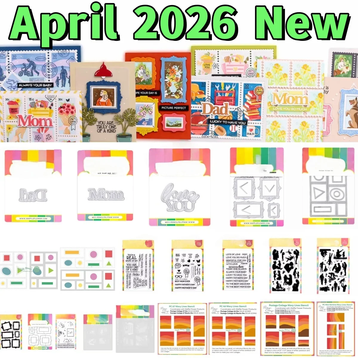 Postage Collage Frames Mom Dad Metal Cutting Dies Clear Stamps Stencil for DIY Scrapbook Embossed Handcraft Card April 2026 New