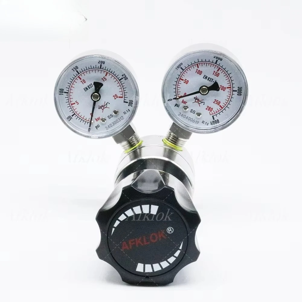 AFKLOK High Quality SS316L Pressure Regulator High Flow Argon   Acetylene   Regulator 1/4