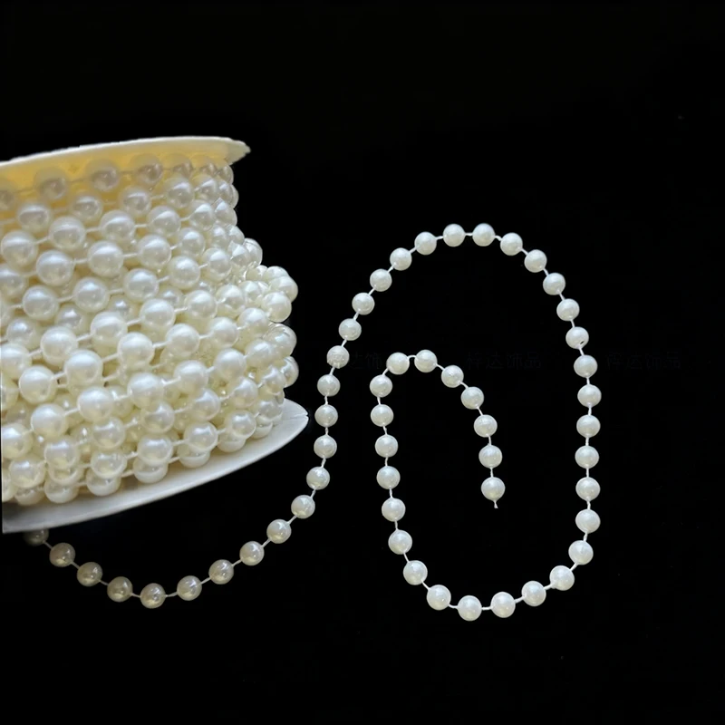 5 متر/مجموعة مقلد اللؤلؤ سلسلة الزخرفية 4/5/6 مللي متر حجم المتاحة الأبيض التعميم اللؤلؤ سلاسل تزيين المواد اليدوية ZYF