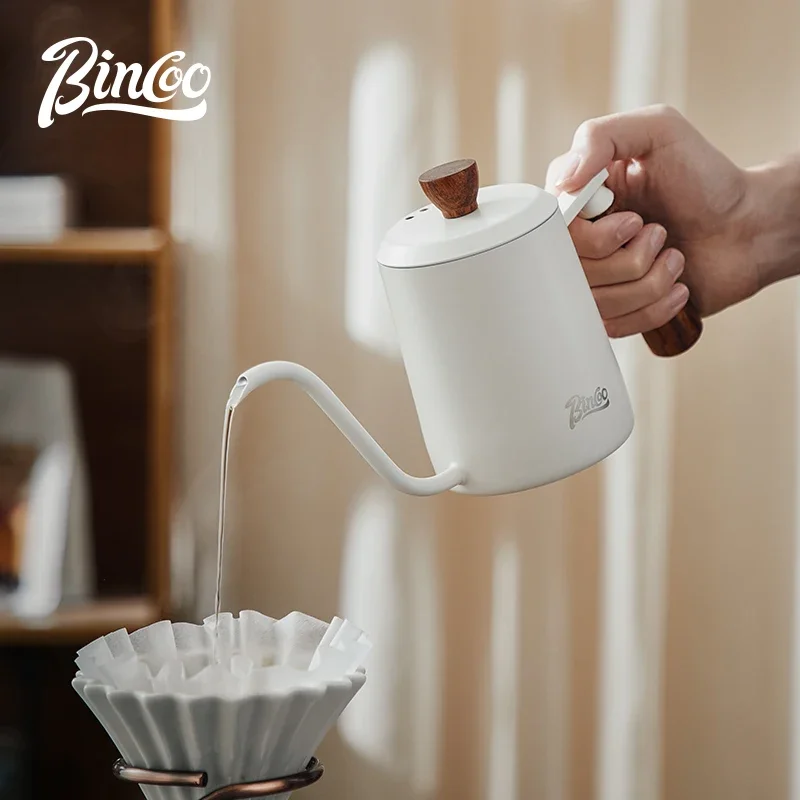 

Bincoo 350ml 600ML Hand Brewed Coffee Pot 304 Stainless Steel Goose Neck Wooden Handle Brewing Kettle Home Kitchen Barista Tools