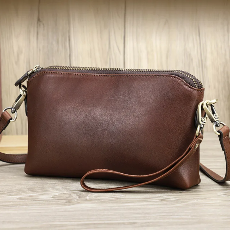 

New Top Layer Cowhide Fashionable Casual Wrist Strap Handbag Multi Functional Trendy Leather Suede Shoulder Bags Top-handle Bags