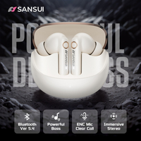 Sansui W66 TWS Wireless Earbuds Bluetooth 5.4 Sports Earphones ENC Clear Call Wireless Bluetooth Headphone with Powerful Bass