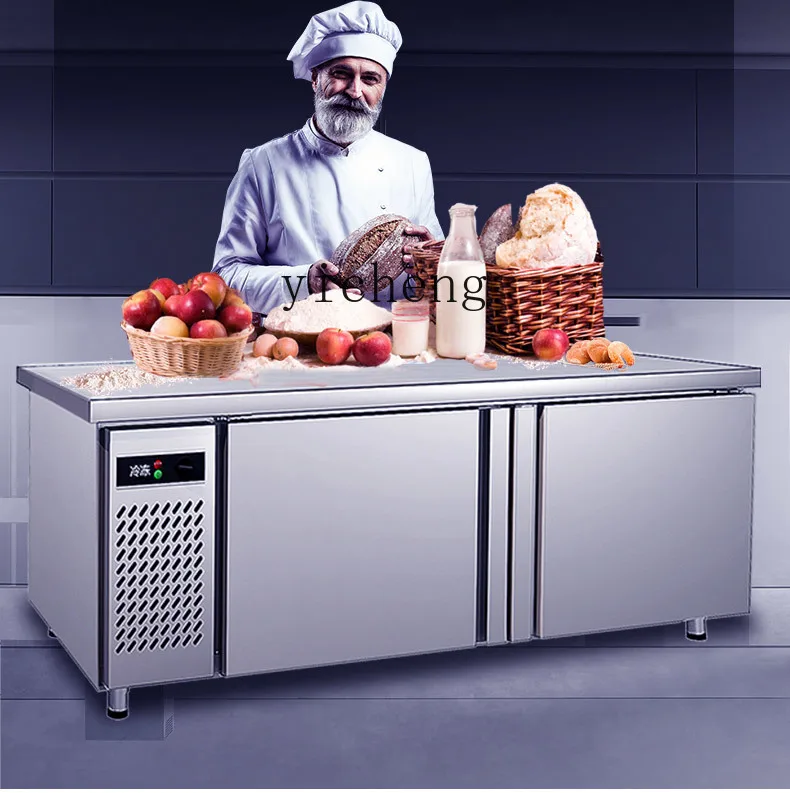 

ZC salad Taiwanese refrigerated fresh-keeping workbench milk tea shop fruit fishing double temperature refrigerator