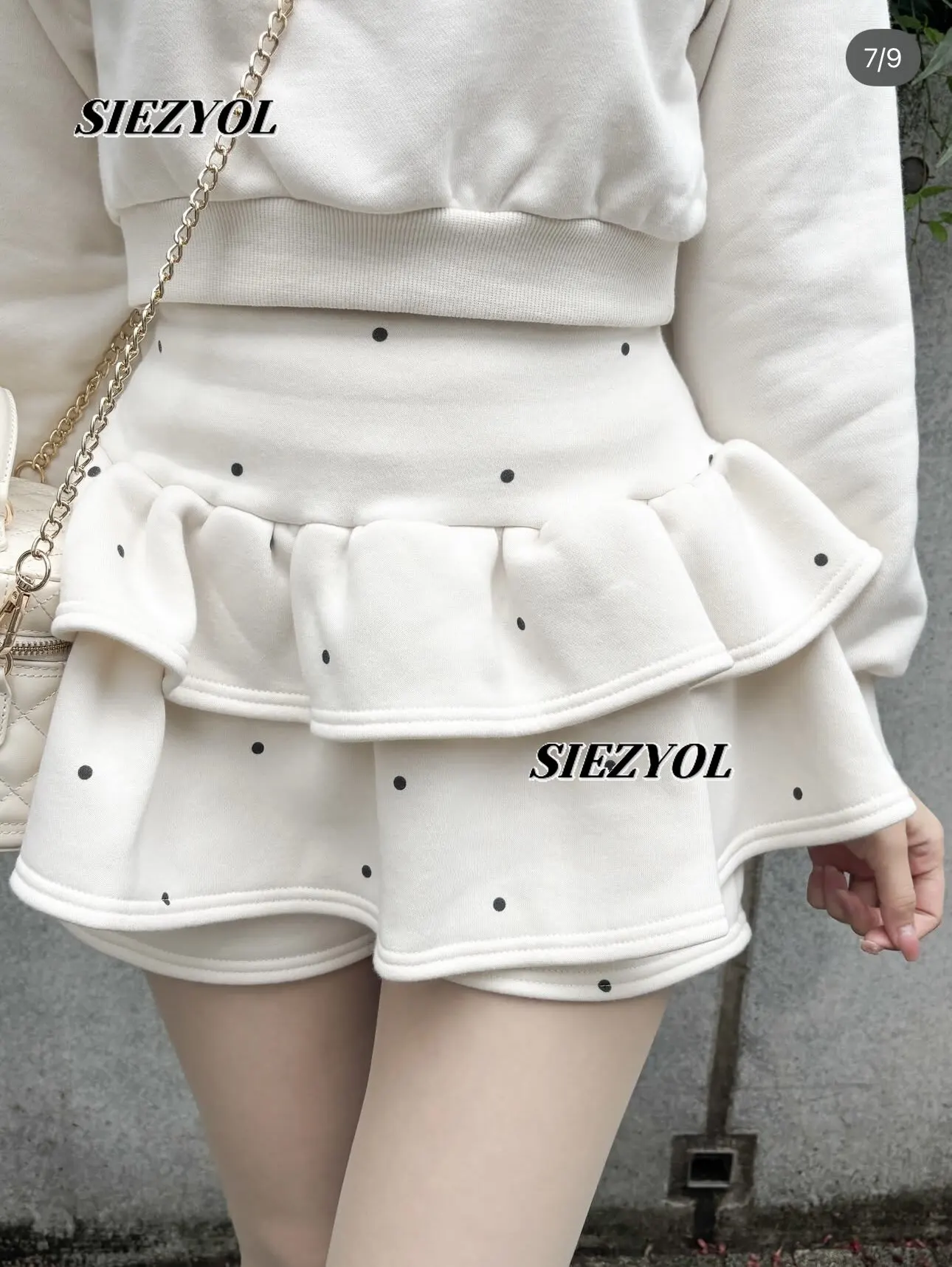 Autumn and Winter New Cute Lotus Leaf Edge Cake Short Skirt Solid Color Polka Dot Velvet High Waist Mini Skirts Culottes