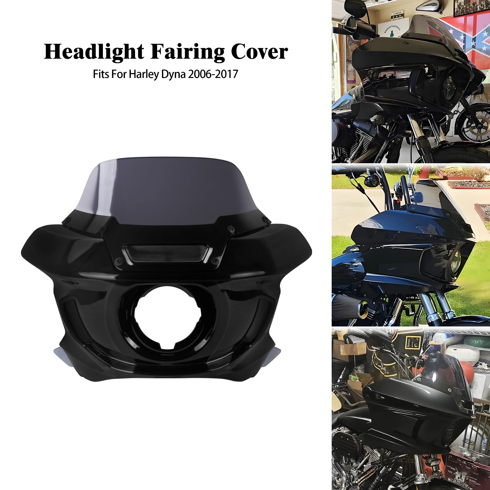 

Motorcycle Headlight Fairing Cover Front Headlamp Cowl Windshield For Harley Dyna Street Bob Low Rider 06-17 Fat Bob Wide Glide