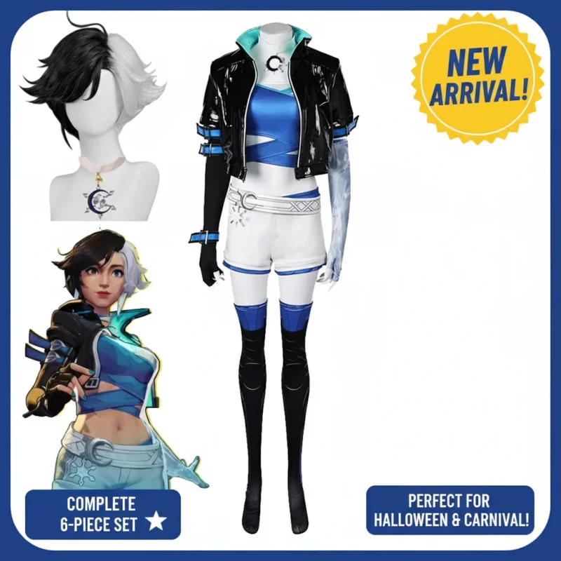 

✿JITU Luna Snow Cosplay Costume Set Top Pants Jacket Wig for Women Halloween Party✿✿✿