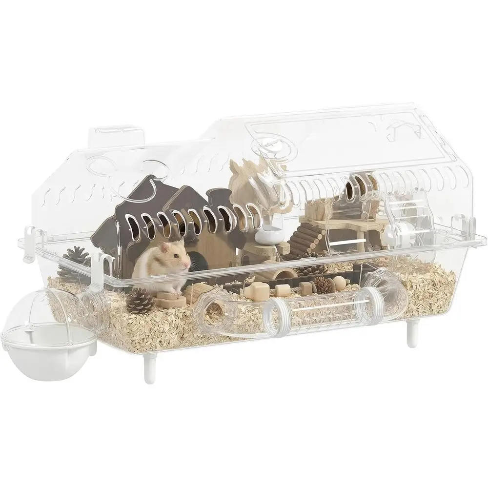 

All-in-One Dwarf Hamster Habitat with Wheel, Hideout, and Accessories, 21.5 x 11.8 x 12.6