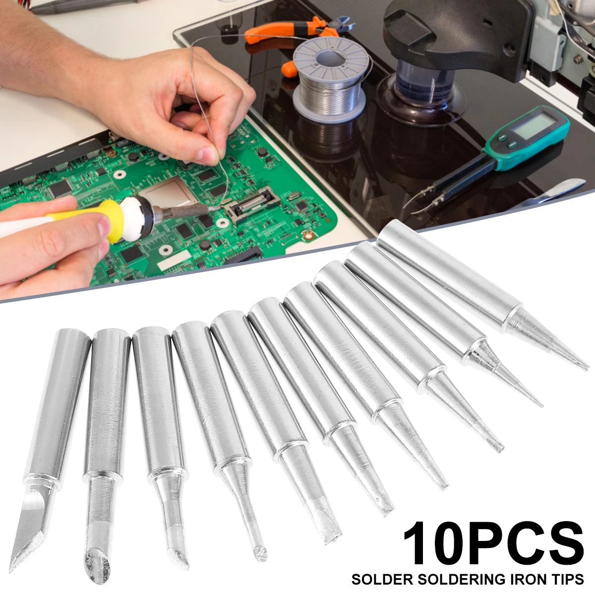 

10pcs Replacement Soldering Tips 10 Sizes Solder Iron Tips Kit Lead-Free Screwdriver Iron Tip Soldering Rework Station Tool