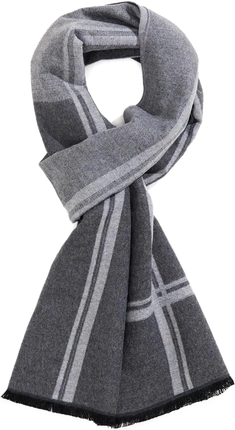 

Men's Winter Warm Scarf Premium Cashmere Feel, Luxuriously Soft Long Plaid Pattern