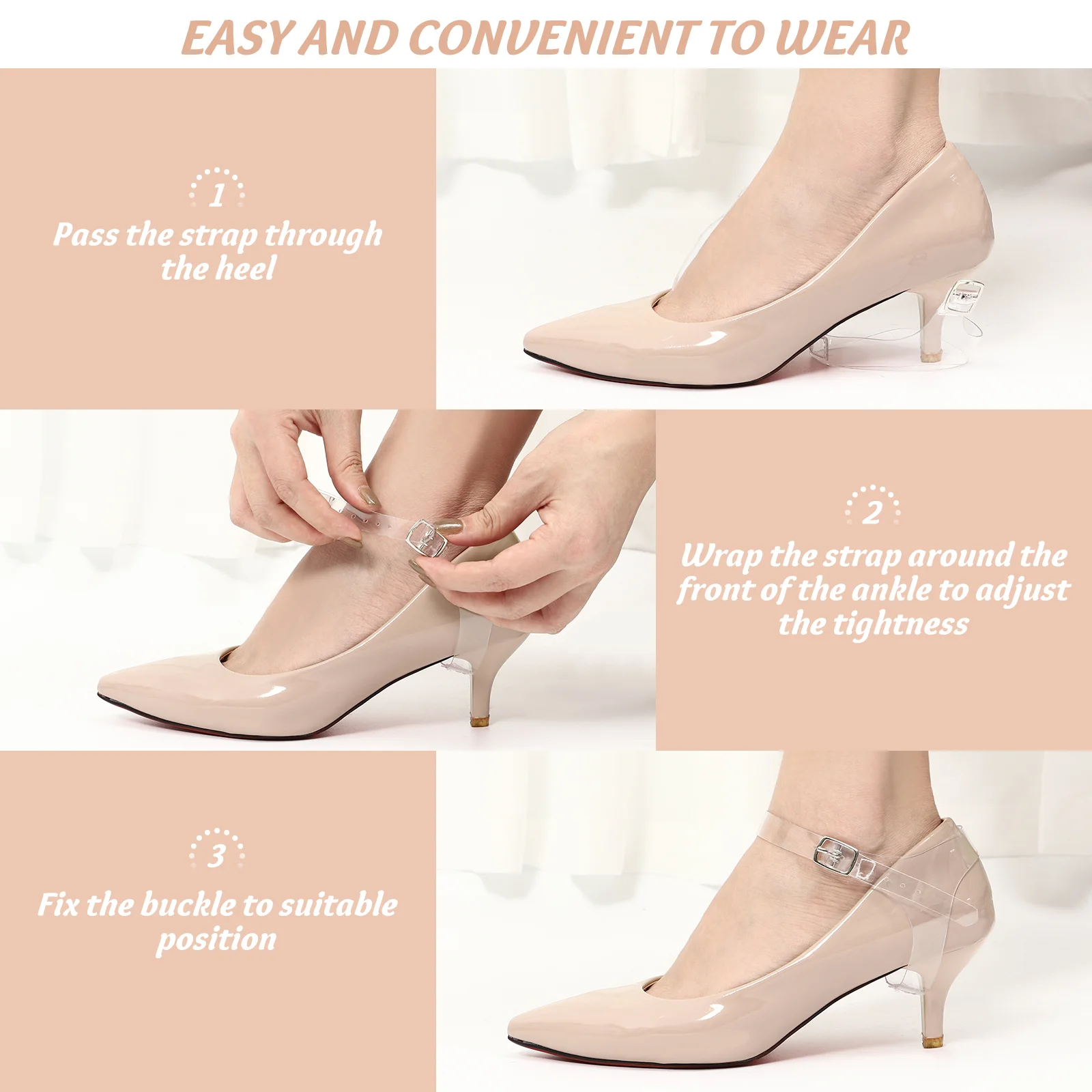 Invisible Shoe Straps for Heels Anti slip Detachable Ankle Straps for Secure and Comfortable Walking