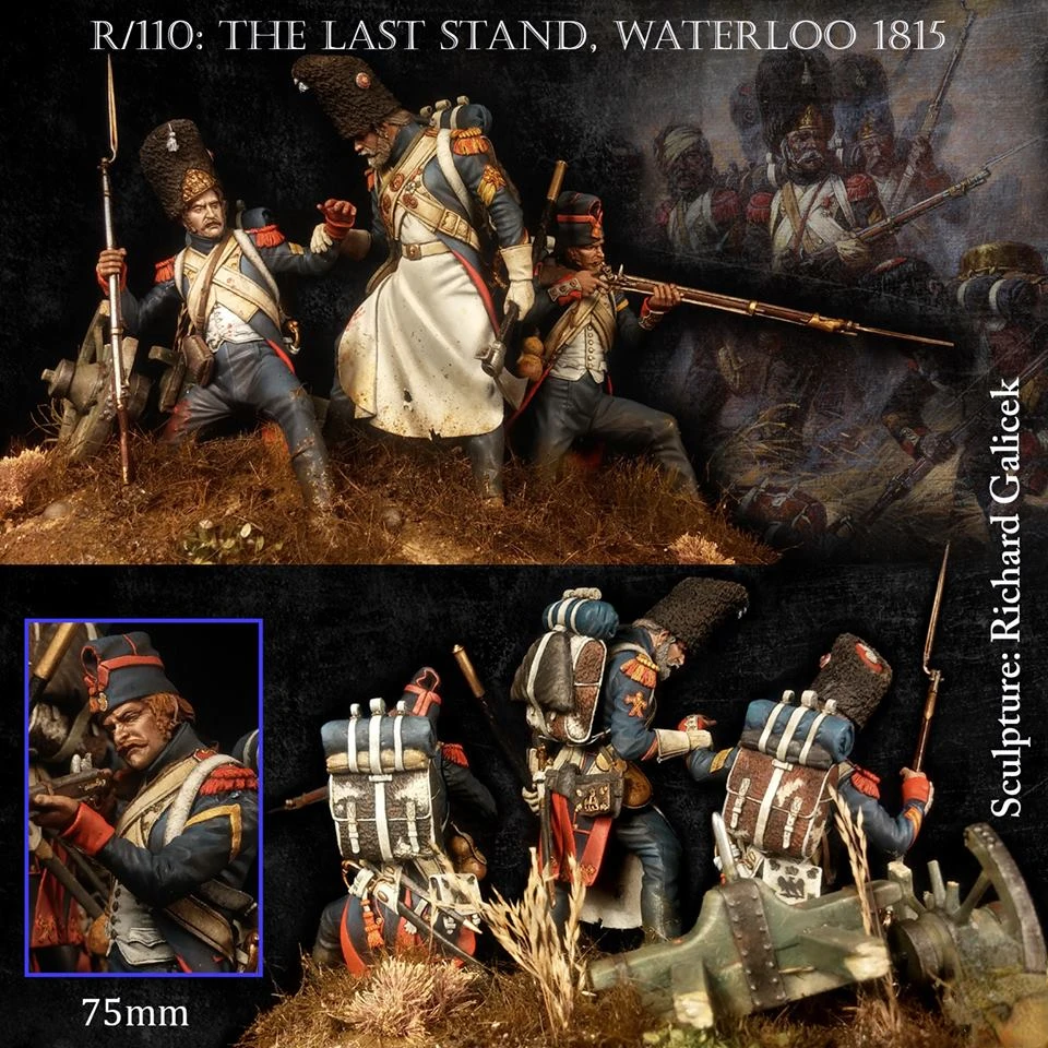 

1/24 Scale Resin Figure Model Kit Military Scene Miniature The Last Stand, Waterloo 1815 Unassembled Unpainted Free Shipping