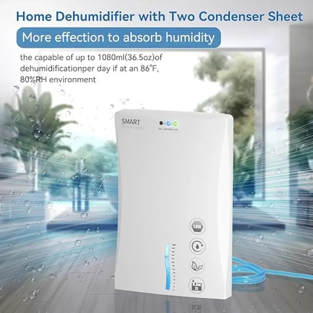 68oz Home Dehumidifier with Drain Hose Quiet Auto Shut-off Bathroom Dehumidifier. 2L Room Dehumidifier Bedroom Small & Portable