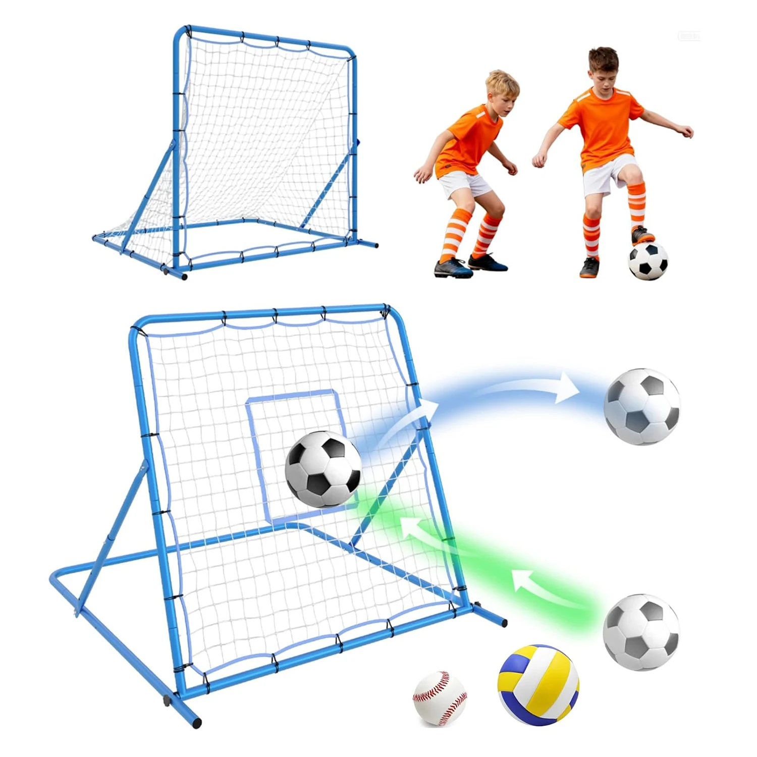 

4x4 Ft Soccer Rebounder Net,Dual Mode Soccer Goal Rebounder for Soccer Training Aids & Equipment for Kids,Teens&Adults