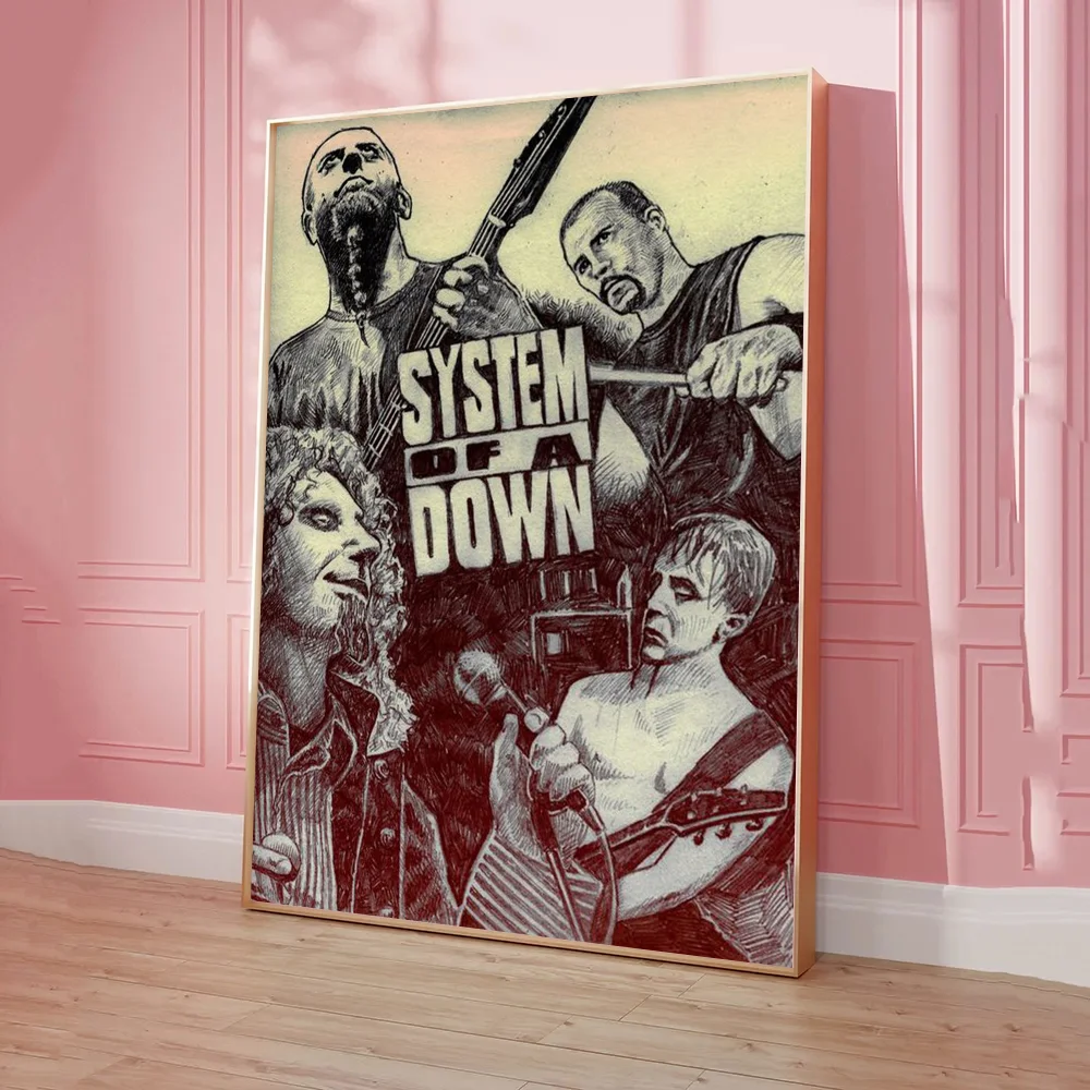System of a Down Band Poster Sticky Posters Retro Kraft Paper Sticker DIY Room Bar Cafe Aesthetic Art Wall Painting