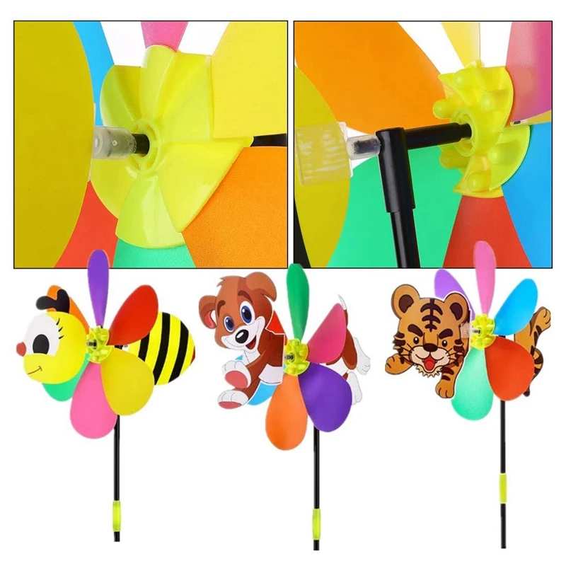 5 Pcs Windmills Colorful Wind Spinner 3D Animal Pinwheel Garden Ornament for Outdoor Yard Lawn Patio Decor and - view 6