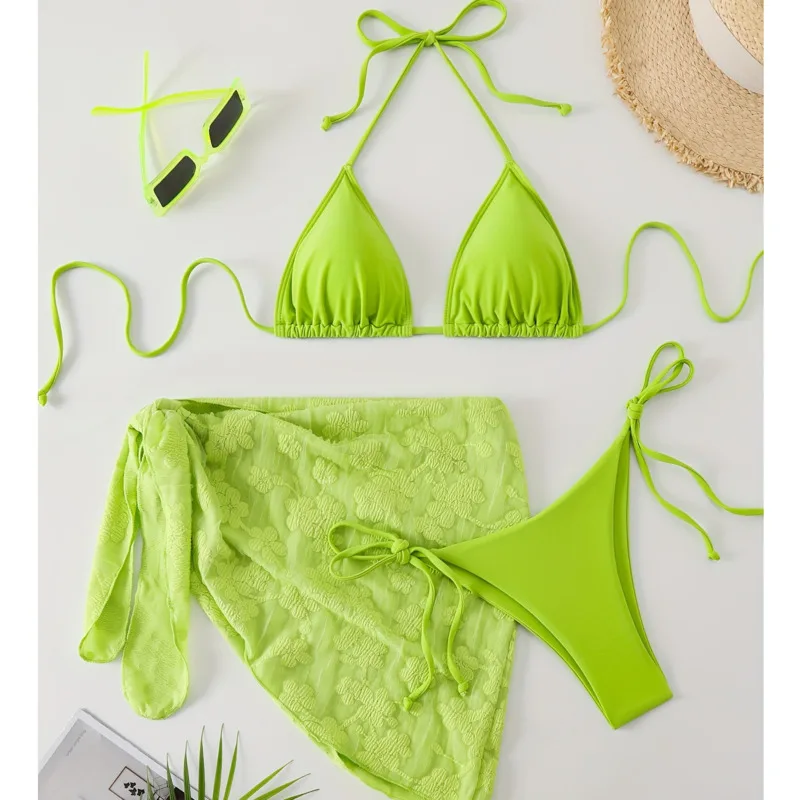 

New Sexy 3Pcs Bikinis Set Female Swimsuit Women Three-Piece Swimwear Beach Swim Wear Bathing Suits Brazilian Bikini Pool Bather