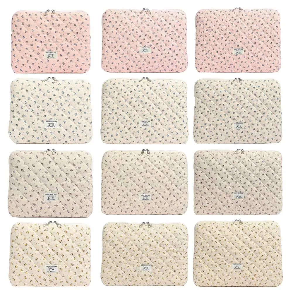 Flower Printed Laptop Sleeve Quilted Laptop Carrying Case Protective Cute Computer Sleeve for 11-15 Inch Laptop Tablet