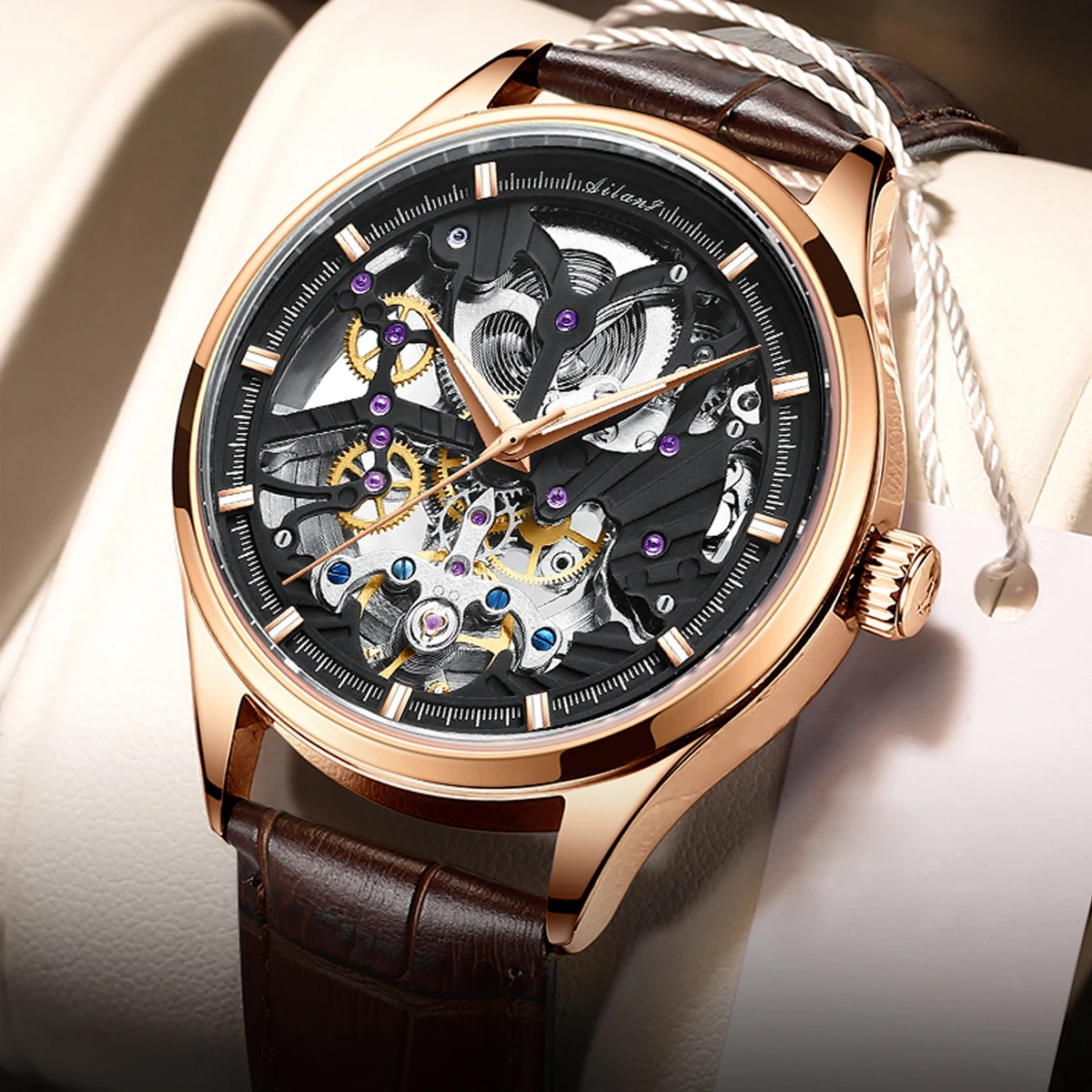 

Ailang men's top brand luxury fully automatic mechanical watch waterproof skeletonized luminous fashion wristwatch