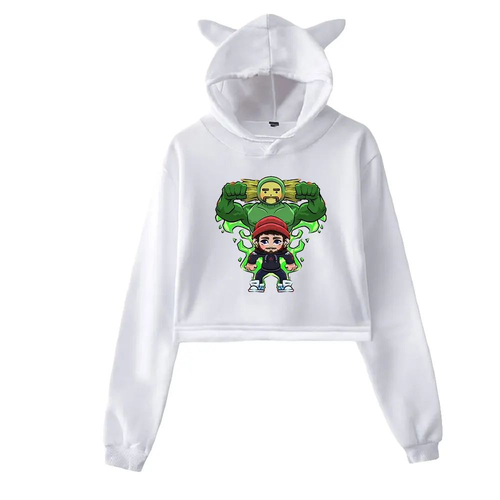 Youtuber JoshDub Merch Pullover Cat Ears Hoodie Long Sleeve Sweatshirts Female Crop Top Harajuku Streetwear Women's Clothes