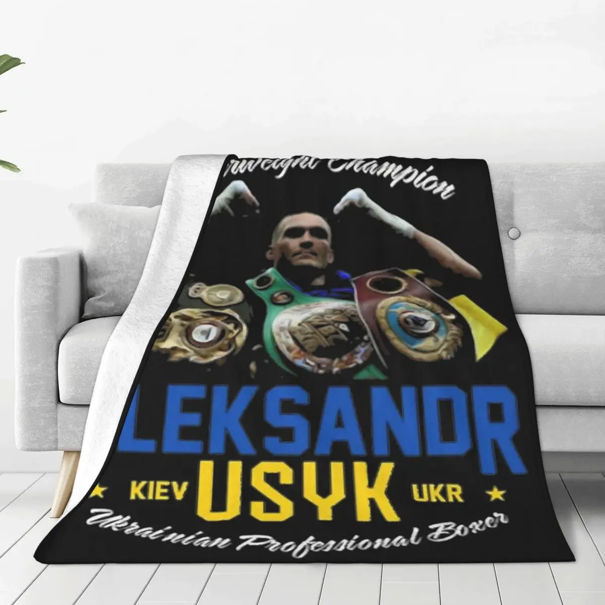 Vintage Oleksandr Usyk Boxing Boxer Bootleg Blanket Flannel Bed Winner Throw Blanket Comfortable Super Soft for Couch Quilt