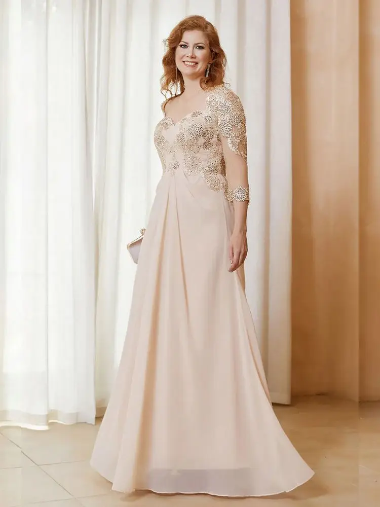 Vestido de gasa de encaje con cuentas y escote corazón