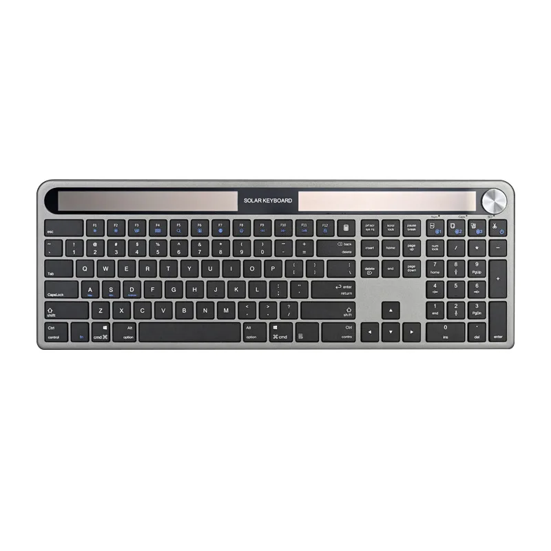 Wireless Bluetooth dual-mode keyboard with solar panel, support light energy charging, with knob card slot