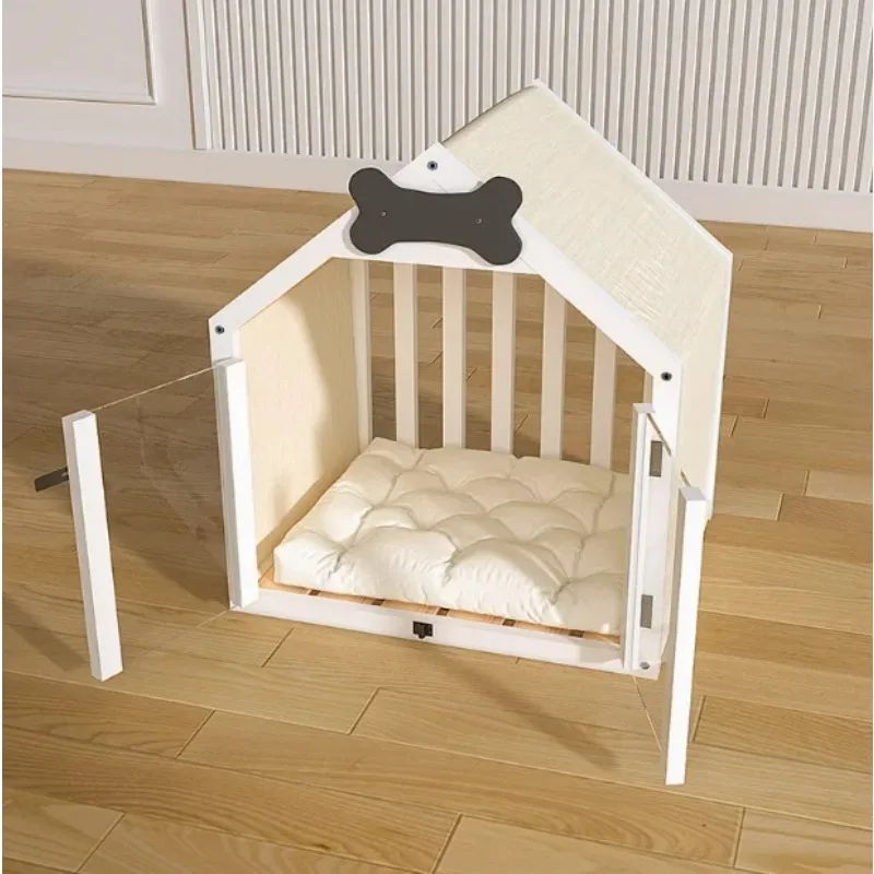 Massief houten binnenhondenhokkooi voor kleine middelgrote honden Vier seizoenen Universeel afneembaar wasbaar huisdierbed voor woonkamer