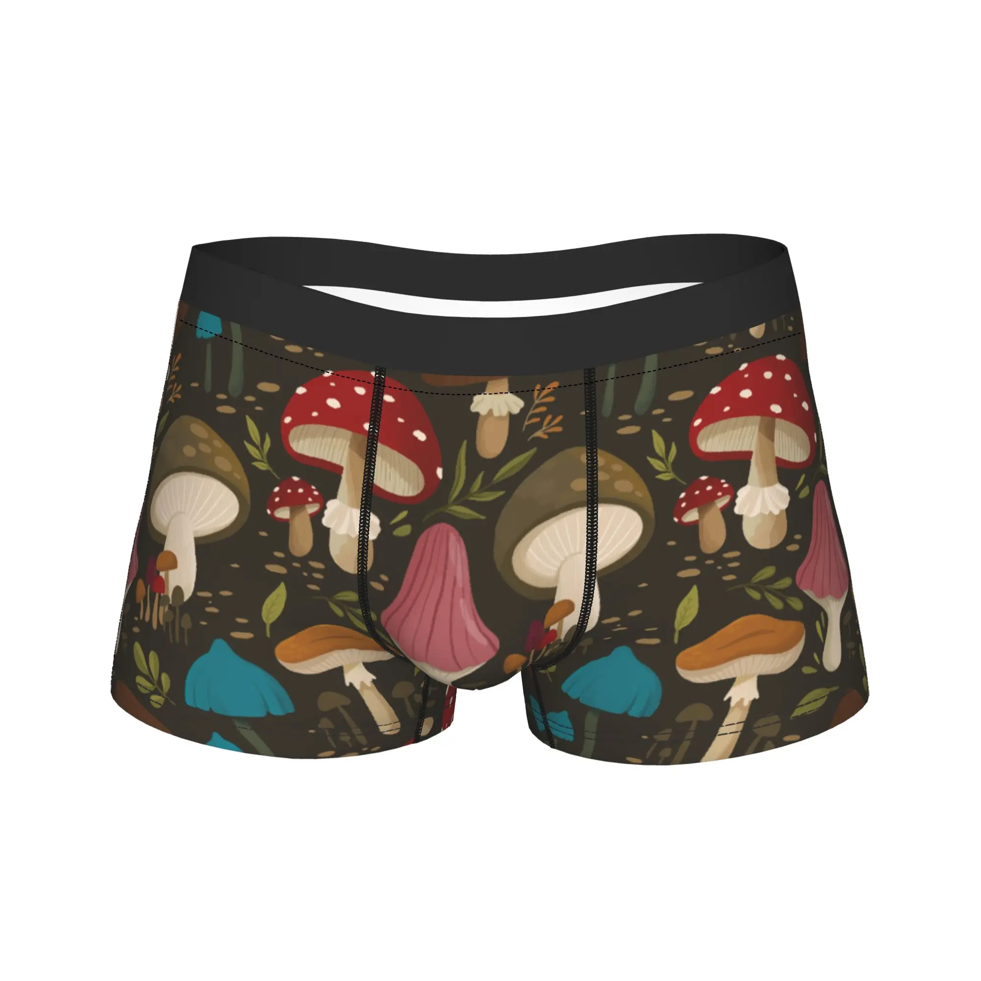 

Men Leaf and Mushroom Pattern Long Underwear Humor Boxer Briefs Shorts Panties Male Breathable Underpants M-XXL