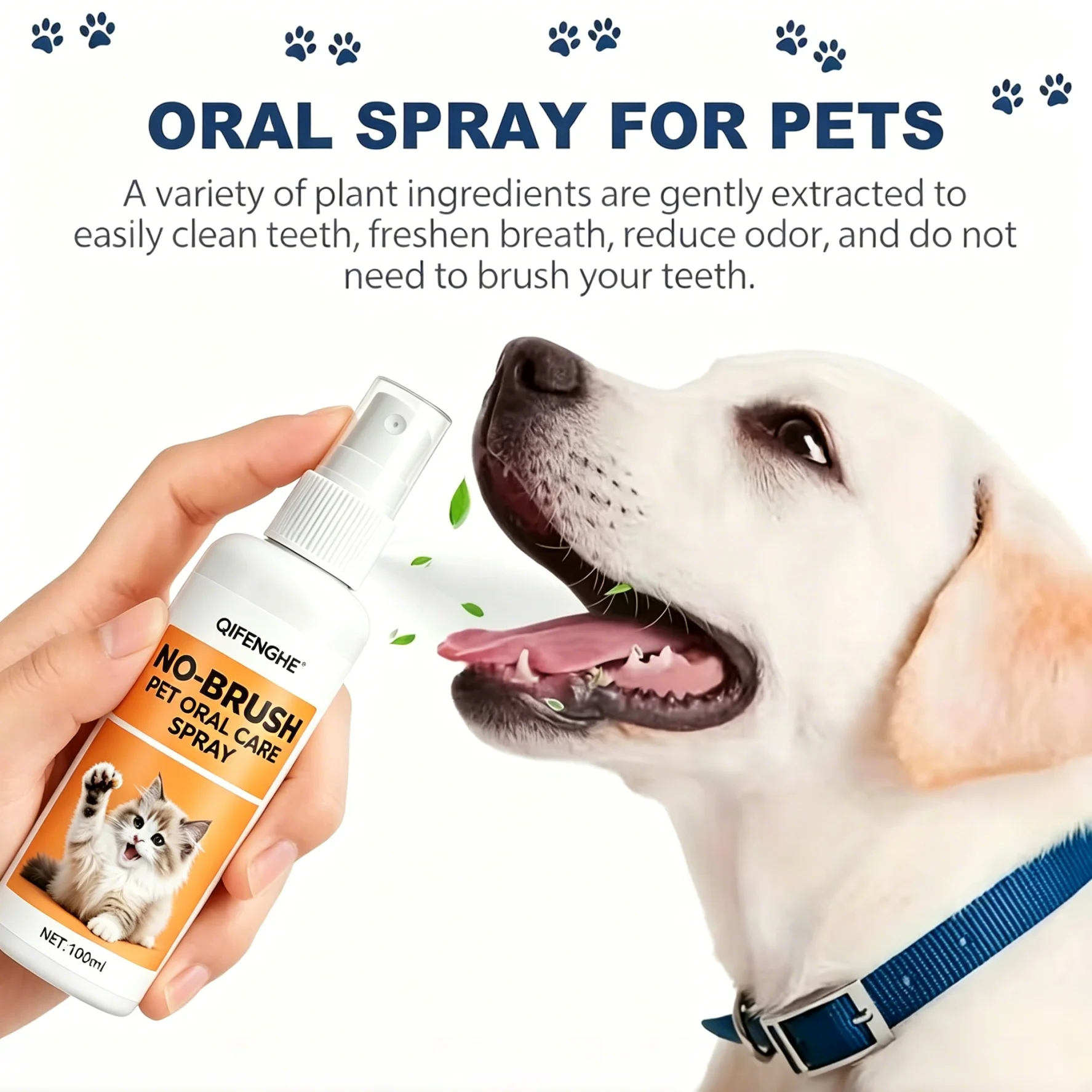 Spray bucal para mascotas, refrescante del aliento, sin necesidad de cepillarse los dientes, limpiador dental, eliminador del mal aliento, cuidado bucal diario