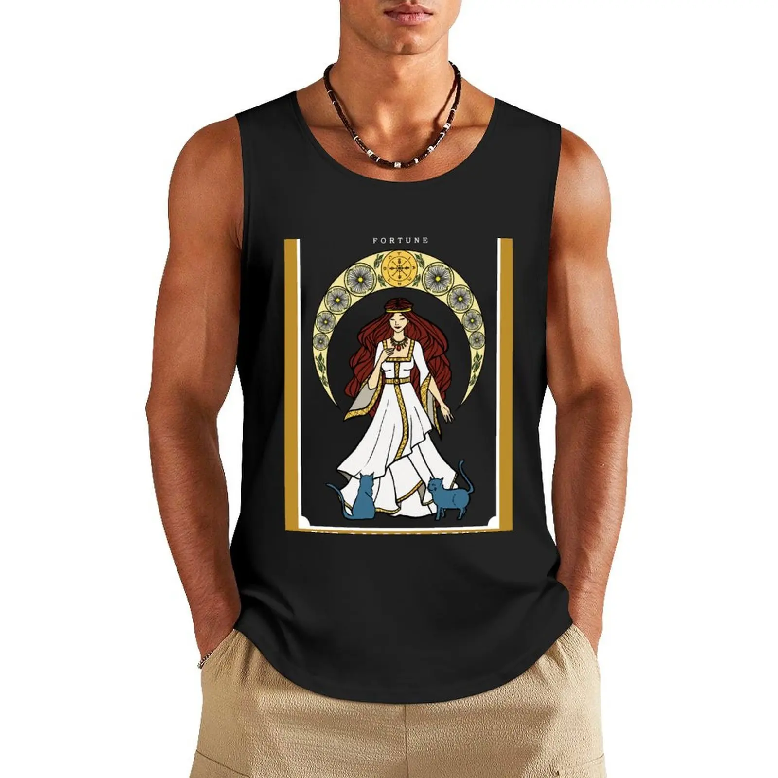 

The Norse Goddess Freya Tarot Card Tank Top summer Men's tops Men's t-shirts T-shirt for fitness Top summer