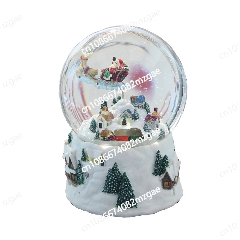 Santa Claus Music Box Snow Mountain Tree Music Box Crystal Ball Snow Flower Girl Birthday Gift