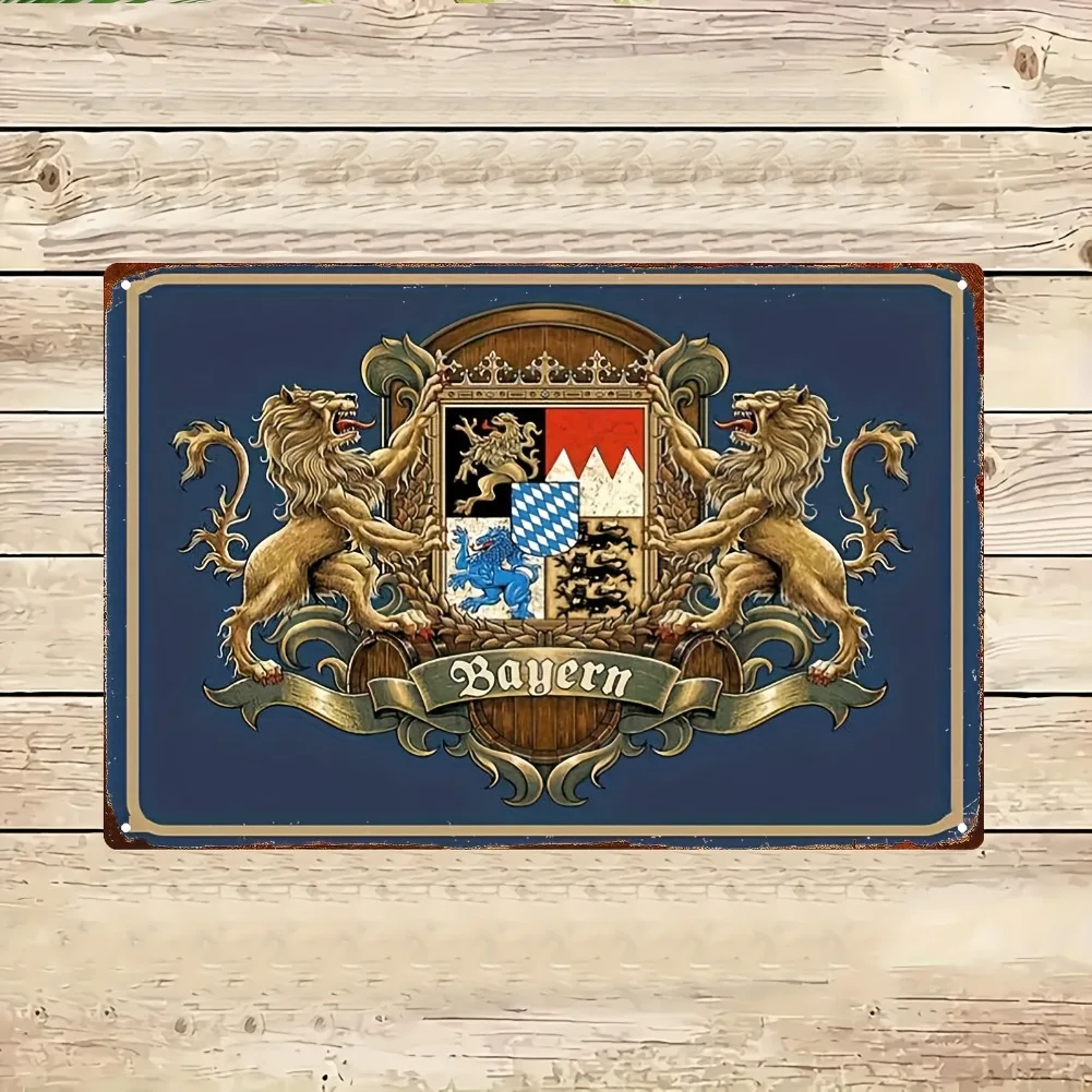 2D شقة، 1PC علامة معدنية خمر | هذا هو لوحة حديد بايرن كريست البافارية | 20*30 سم/8*12 بوصة | مناسبة لغرفة المعيشة #2