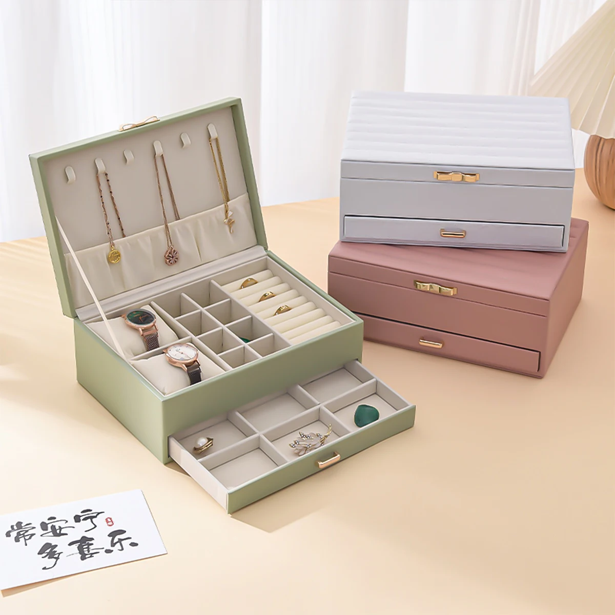 1PC Double-Layer Jewelry Storage Box With Lock For Earrings, Necklaces And Other Accessories,High-grade Exquisite Household Box.