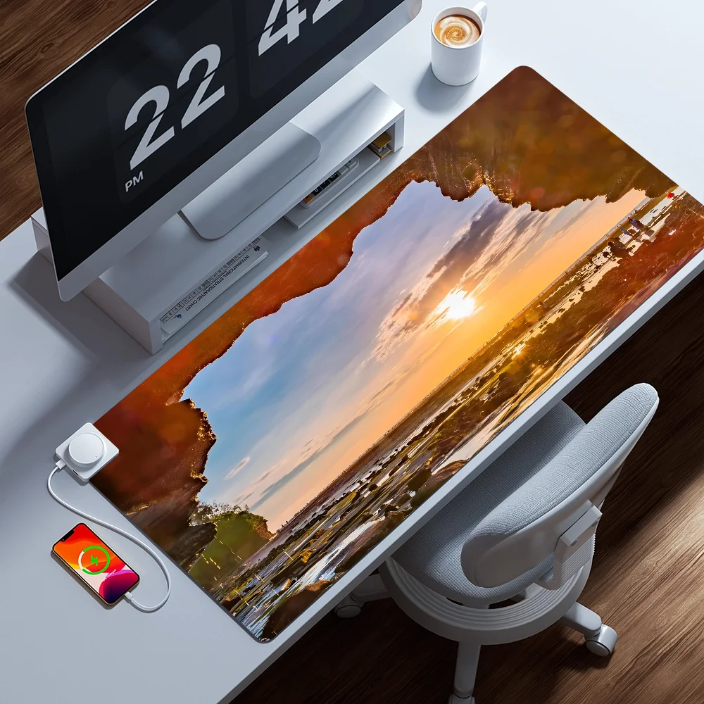 

Sunrise And Sunset Mousepad Large Computer Gaming Accessories Desk Mats Anti-slip Laptop Soft Mouse Pad