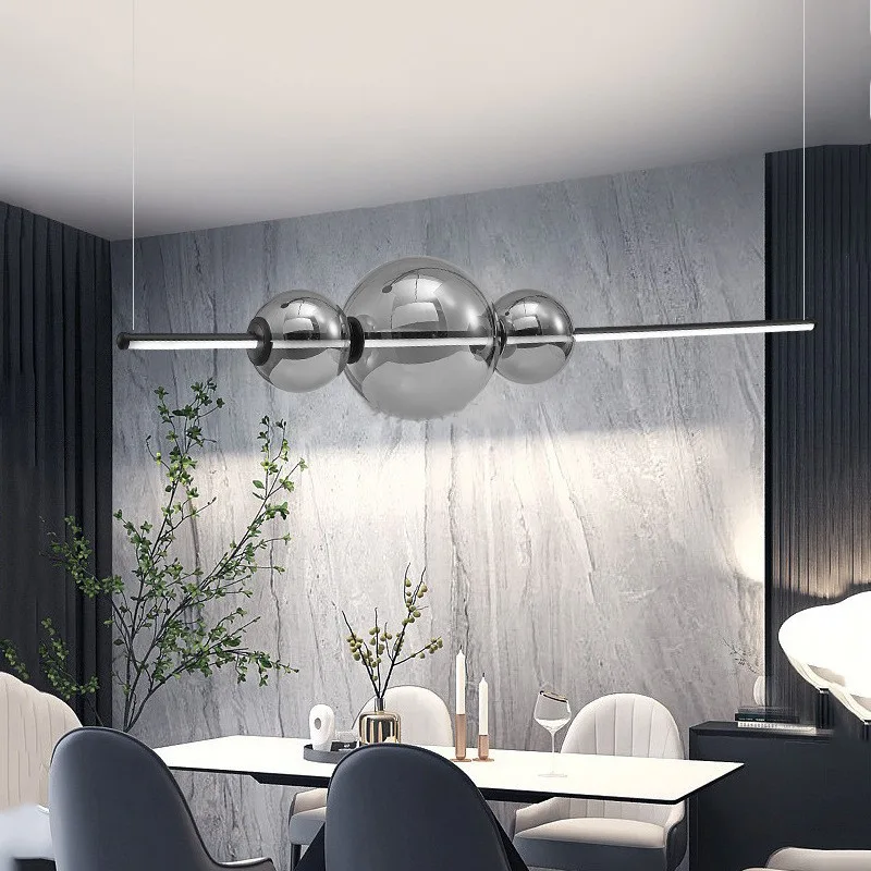 Designer Restaurant Smoke Grey Glass Pendant Light Italian Creative Dining Table Island Bar Bar Art Decorative Lighting Fixtures