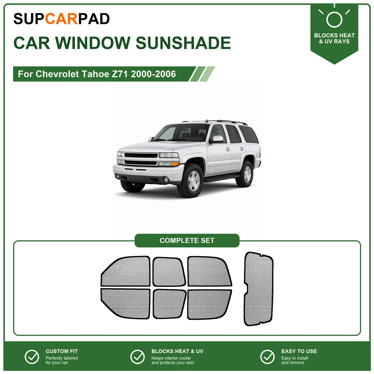 For Chevrolet Tahoe Z71 2000-2006 Full Set Car Window Sunshades UV Block Privacy Heat Insulated Foldable Car Curtain